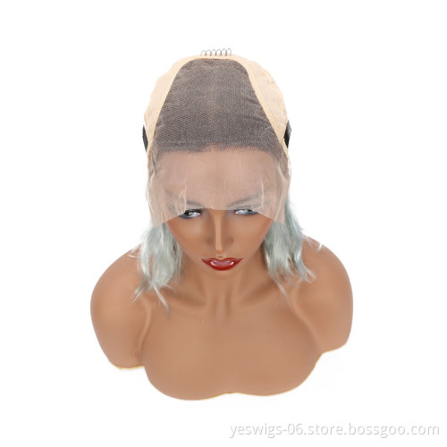 China Factory Wig Vendors HD Lace Front Bob Wig 1b/613 Blonde Pink Gray Hot Pink Neon Purple Hair Ombre Color 10 12 Inch Bob